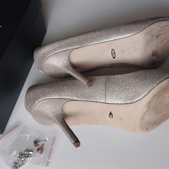 BADLEY MISCHA Pumps High Heel Sparkle Diamond Brooch Pointed The CHER Size 13M - Picture 11 of 12